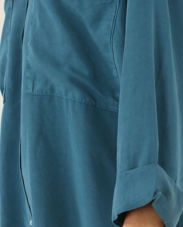 Chemise fluide brodée bleu foncé - Pimkie