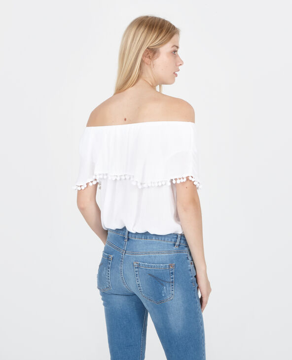 Top à col bardot blanc - Pimkie