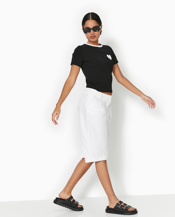 Bermuda city long et large blanc - Pimkie