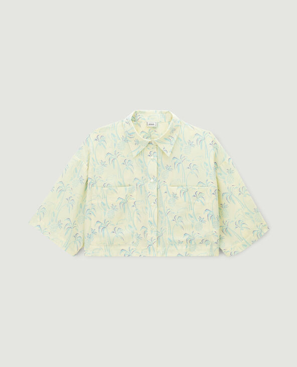 Chemise courte à motifs tropicaux jaune - Pimkie