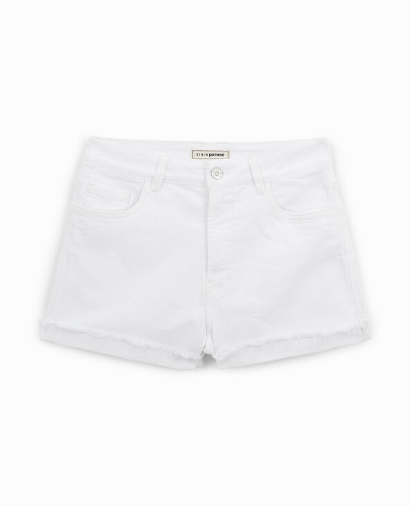 Short en jean taille haute avec élasthane blanc - Pimkie