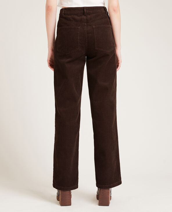 Pantalon droit en velours côtelé marron - Pimkie