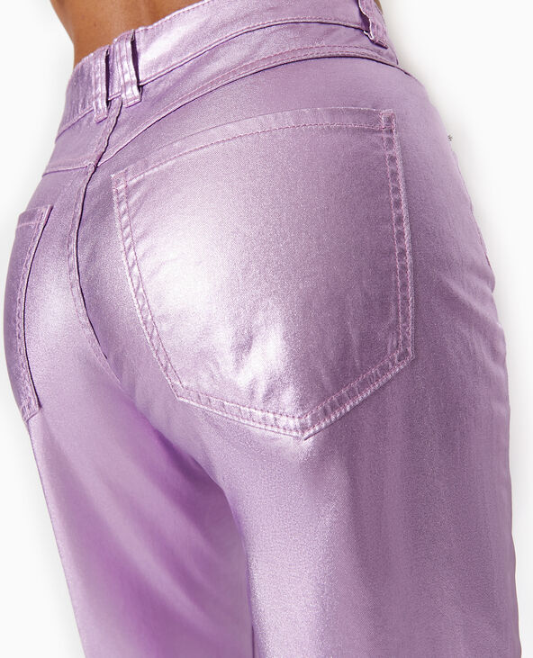 Jean droit rose métallisé taille haute rose fluo - Pimkie