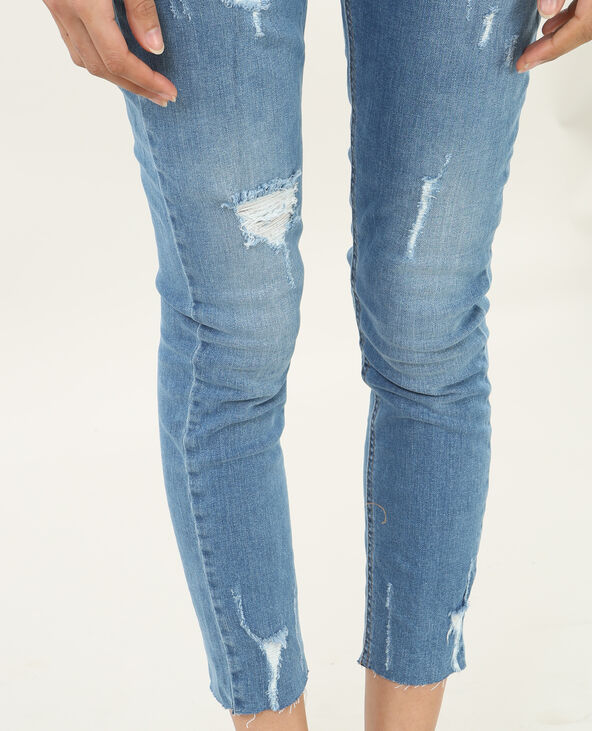 Jean skinny 7/8 destroy bleu foncé - Pimkie
