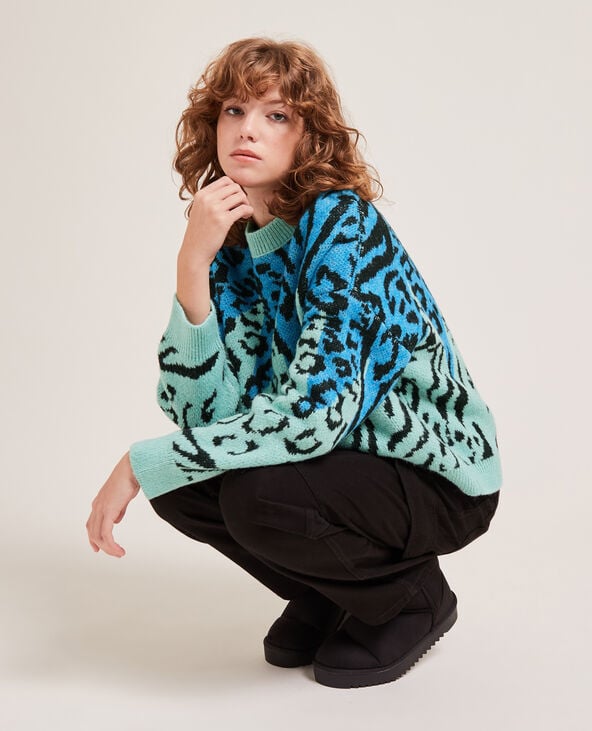 Pull leopard sale bleu