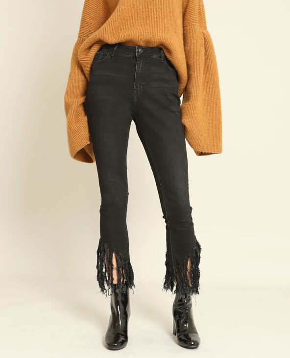 Jean skinny à franges noir - Pimkie