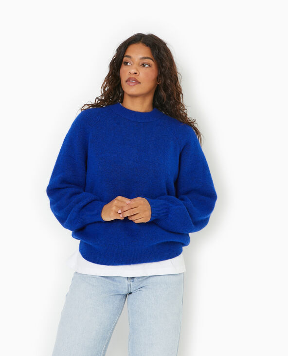 Pull oversize col rond manches raglan bleu électrique - Pimkie