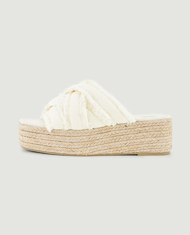 Mules semelles compensées en corde blanc - Pimkie