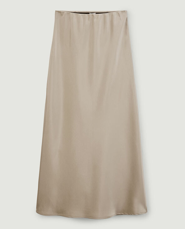 Jupe longue en satin taupe - Pimkie