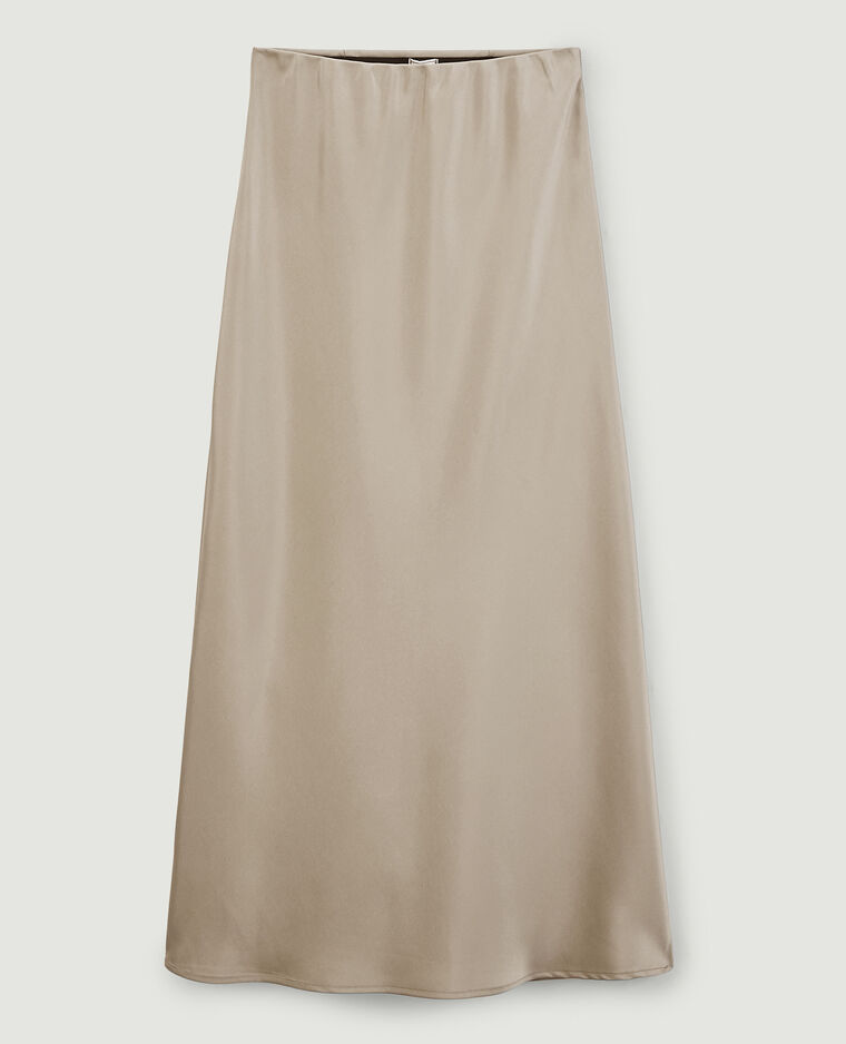Jupe longue en satin taupe - Pimkie