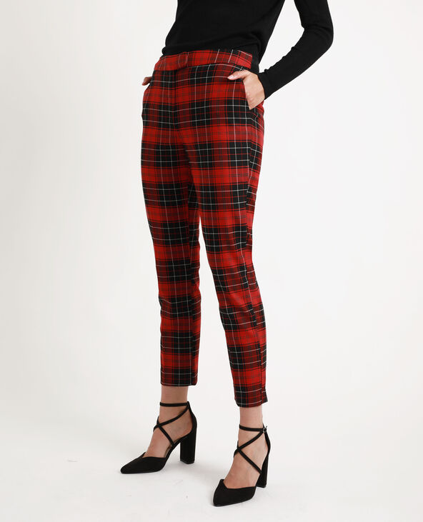 Pantalon femme carreaux on sale rouge