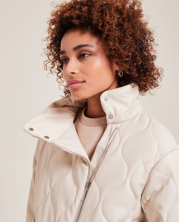 Blouson matelassé en simili cuir blanc - Pimkie