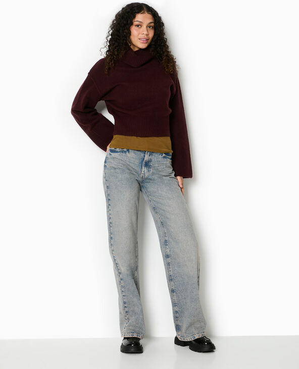 Pull col boule avec manches larges bordeaux - Pimkie