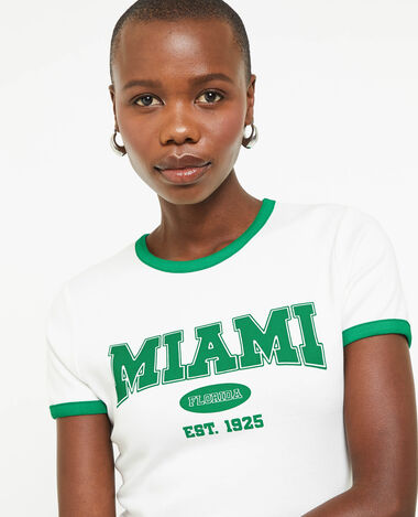 T-shirt manches courtes avec bords contrastés blanc - Pimkie