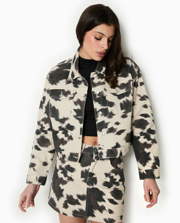 Veste en toile motif vache blanc - Pimkie
