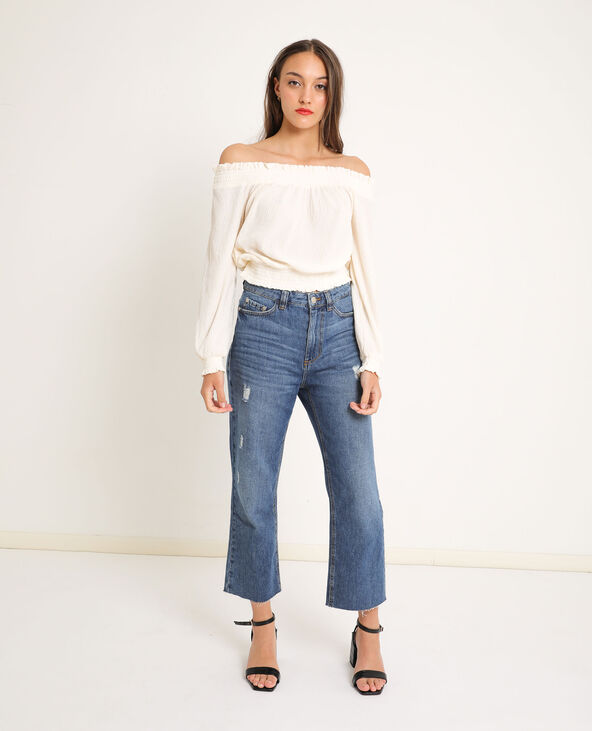 Top à col bardot blanc - Pimkie
