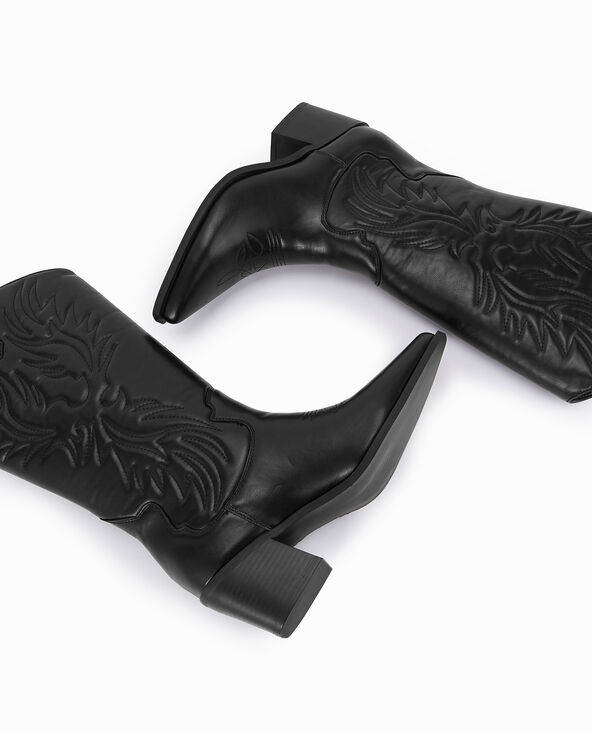 Bottes santiags avec dessins en surpiqûres noir - Pimkie