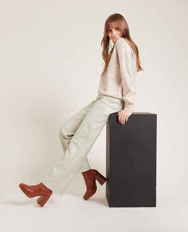 Pantalon droit en simili cuir écru - Pimkie