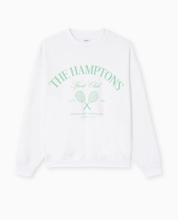 Sweat col rond avec grand print devant blanc - Pimkie