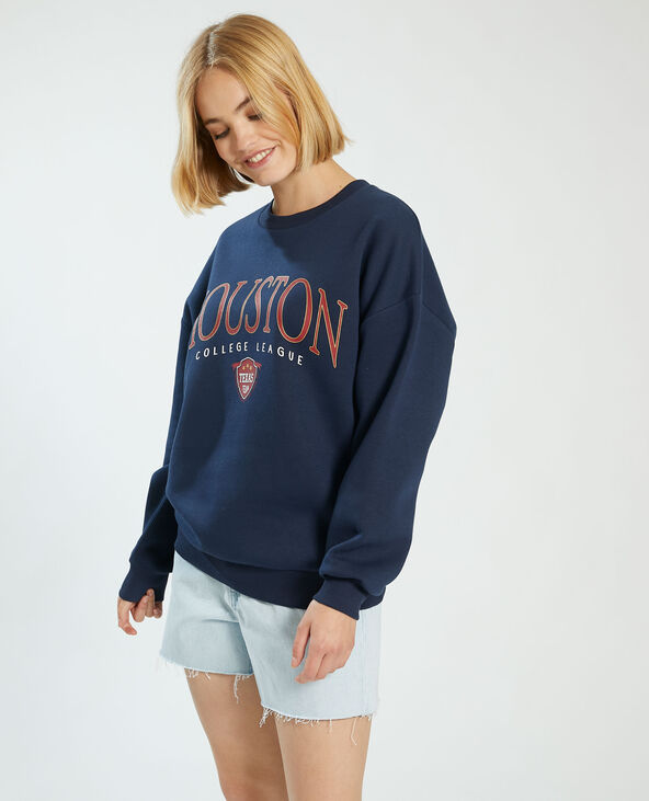 Sweat oversize Houston bleu marine - Pimkie