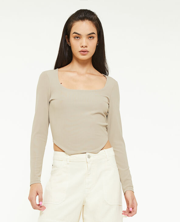 Top encolure carrée effet corset gris clair - Pimkie