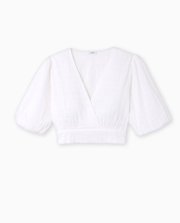 Blouse courte encolure V croisée blanc - Pimkie