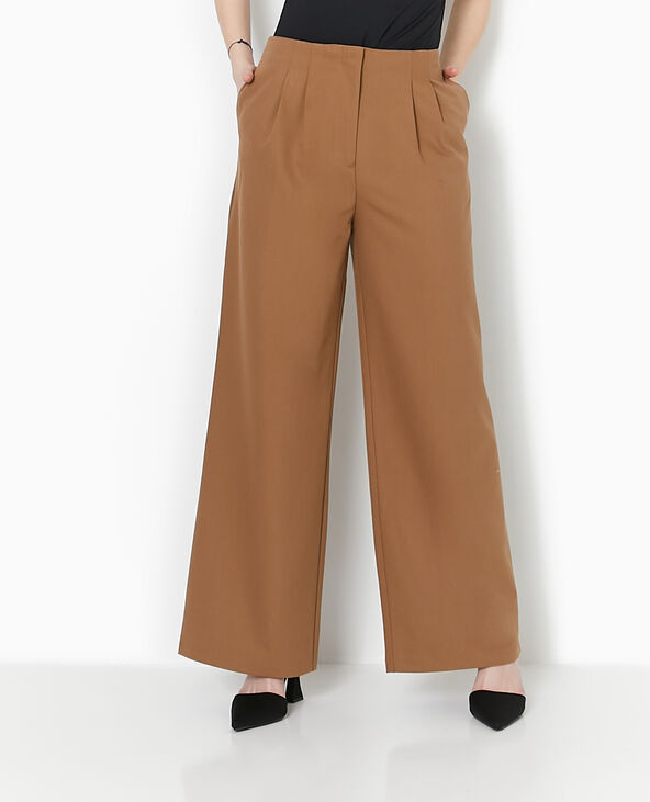 Pantalon large avec pinces marron - Pimkie
