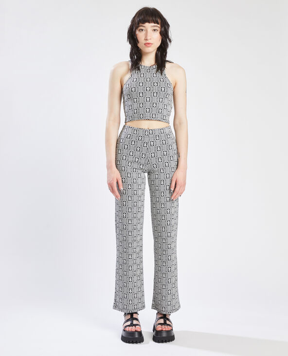 Top court en maille jacquard noir - Pimkie