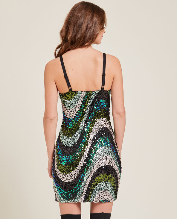 Robe courte moulante à sequins vert - Pimkie