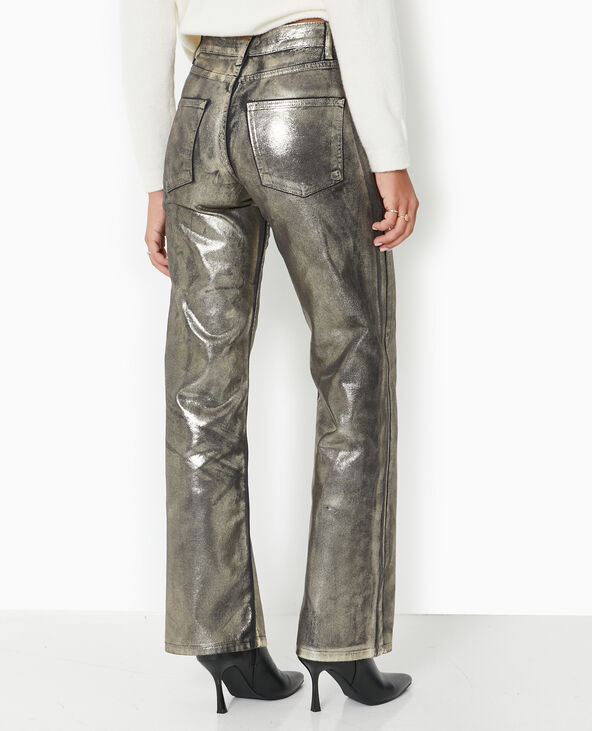 Jean droit taille haute enduit gold noir - Pimkie