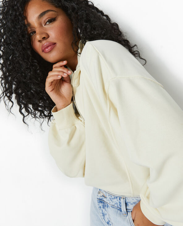 Sweat zippé cropped blanc - Pimkie