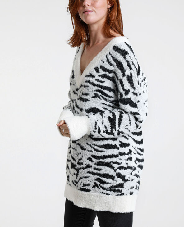 Pull oversized zébré blanc - Pimkie