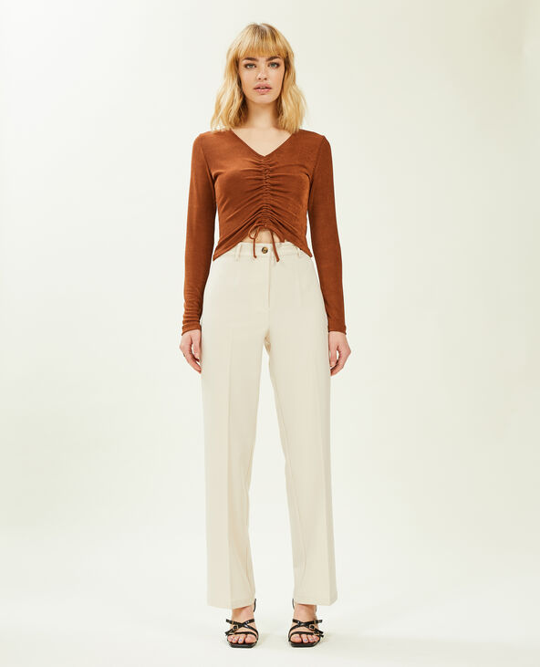 Pantalon droit taille haute sable - Pimkie