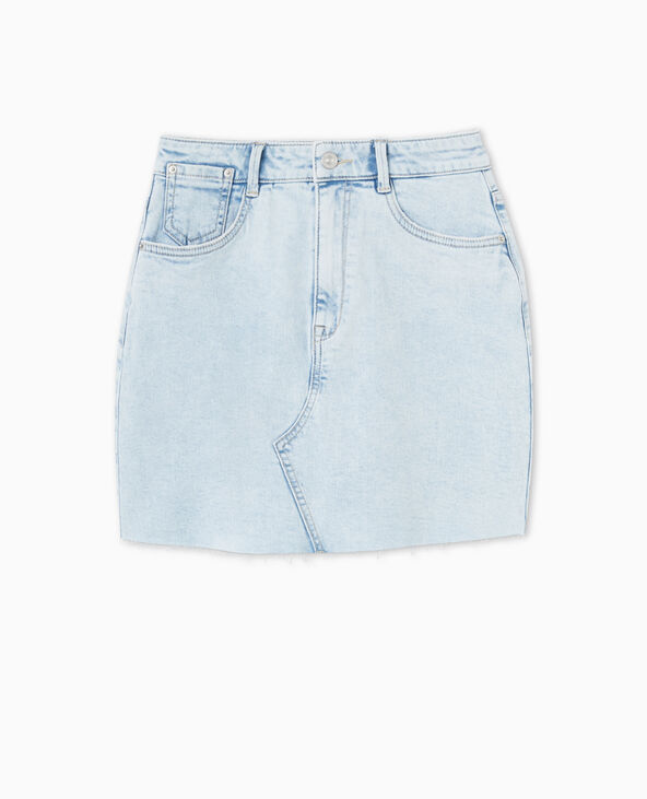Jupe courte en jean stretch bleu clair - Pimkie