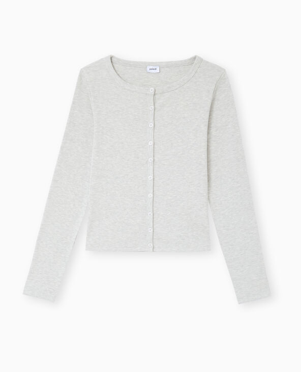 T-shirt gilet en maille côtelée gris chiné - Pimkie