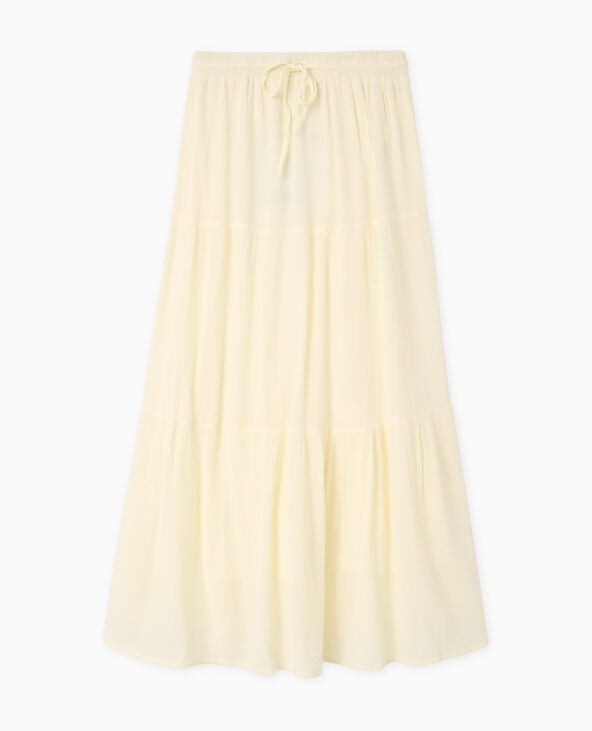 Jupon long à étages avec ceinture élastiquée Jaune pâle - Pimkie