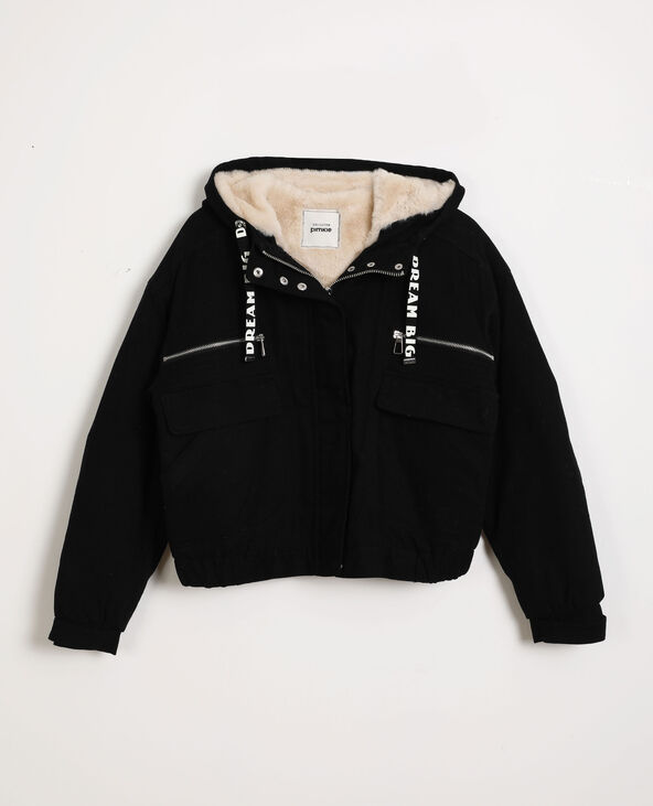 Blouson court à capuche noir - Pimkie