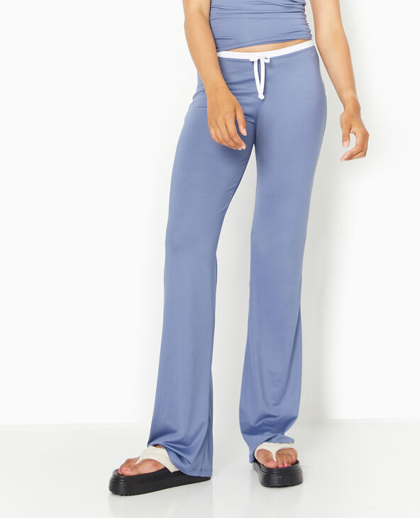 Pantalon large en maille extensible bleu - Pimkie
