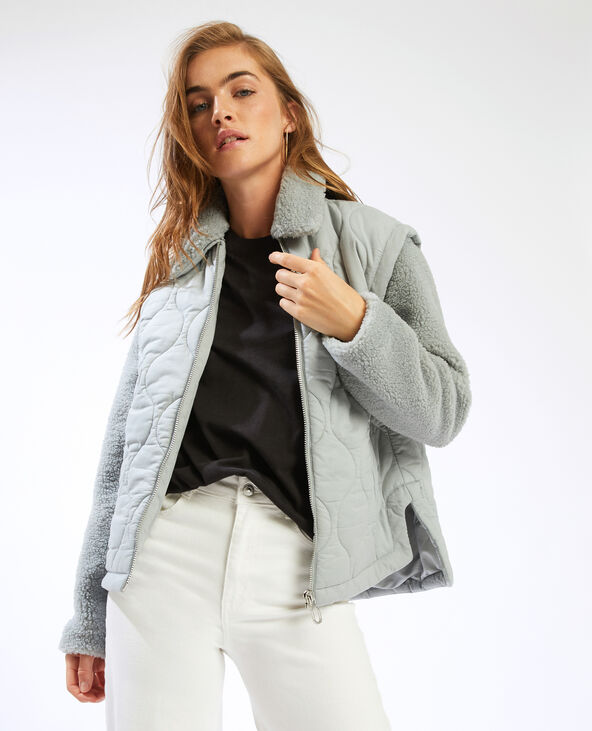 Veste bimatière à manches amovibles vert de gris - Pimkie