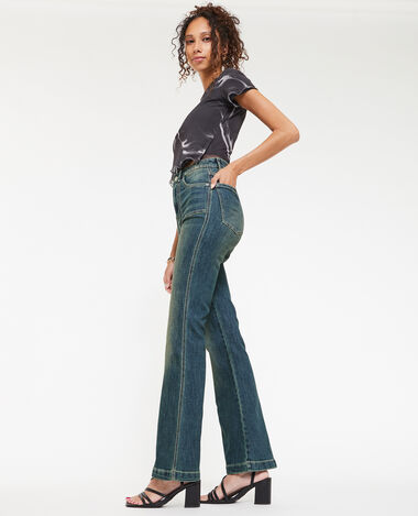Jean flare effet dirty bleu foncé - Pimkie