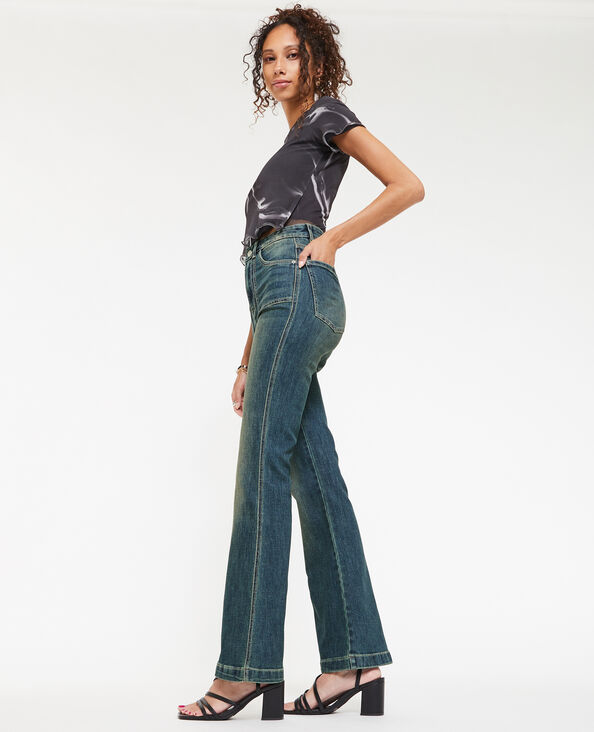 Jean flare effet dirty bleu foncé - Pimkie