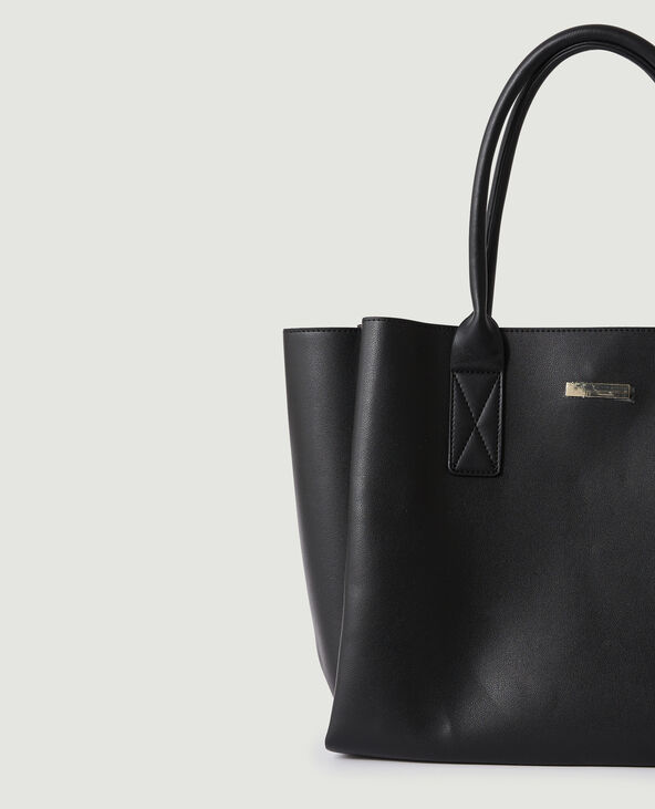 Sac cabas en simili cuir noir - Pimkie