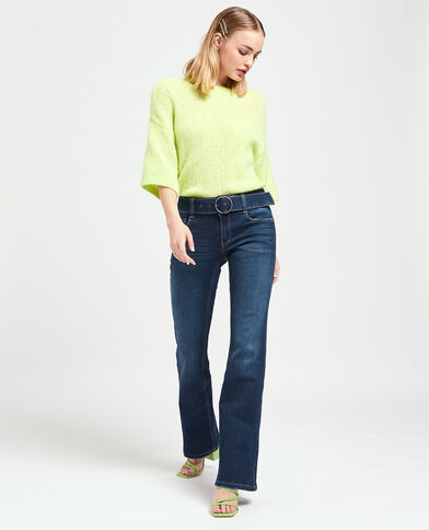 Jean flare taille basse avec ceinture bleu marine - Pimkie