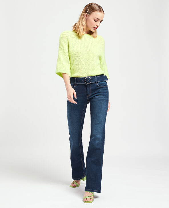 Jean flare taille basse avec ceinture bleu marine - Pimkie