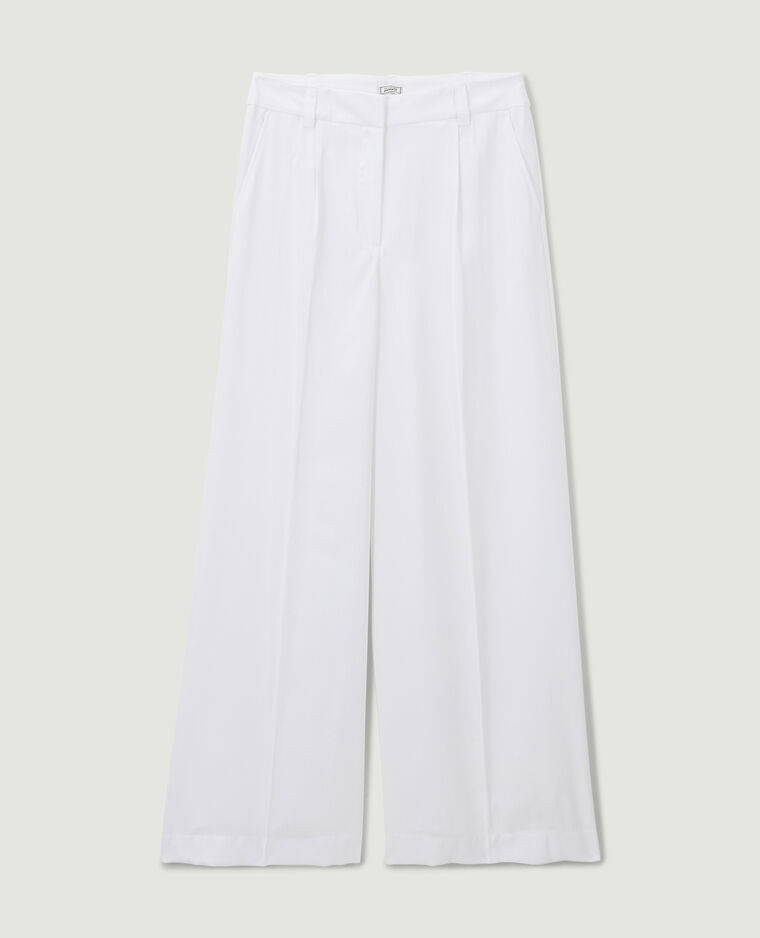 Pantalon large en toile fluide blanc - Pimkie