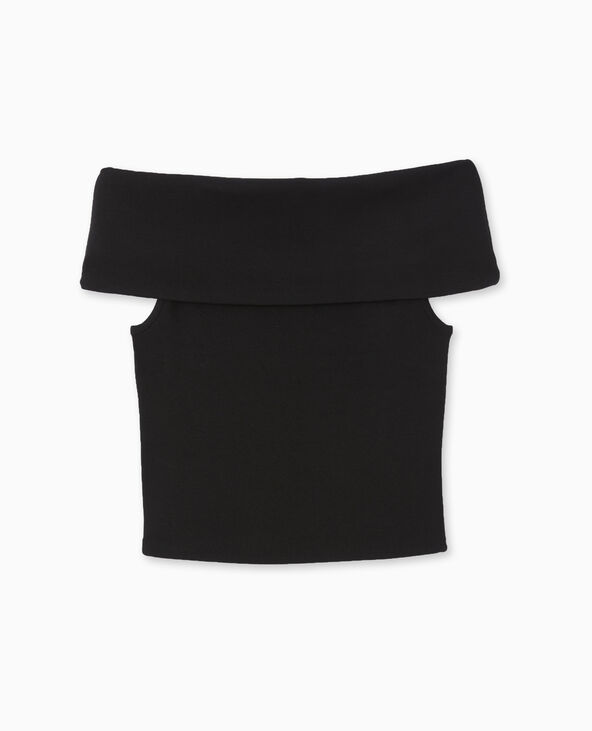 Top court encolure Bardot noir - Pimkie