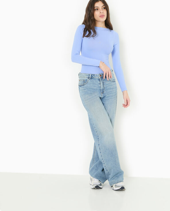Body manches longues encolure bateau bleu - Pimkie