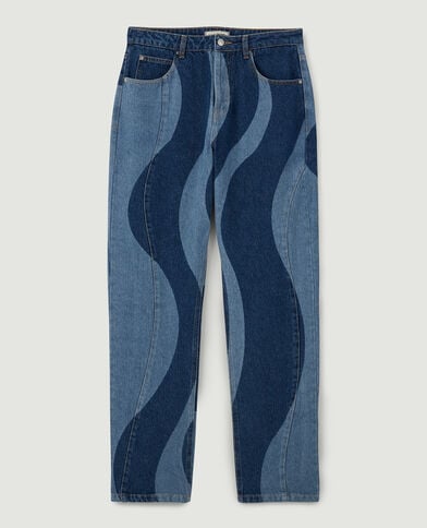 Jean motif vagues bleu denim - Pimkie