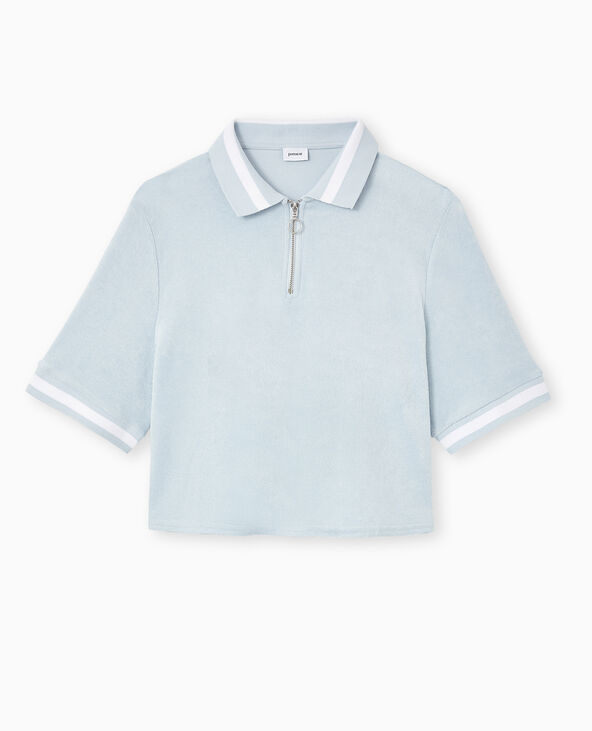 Polo en tissu éponge bleu - Pimkie
