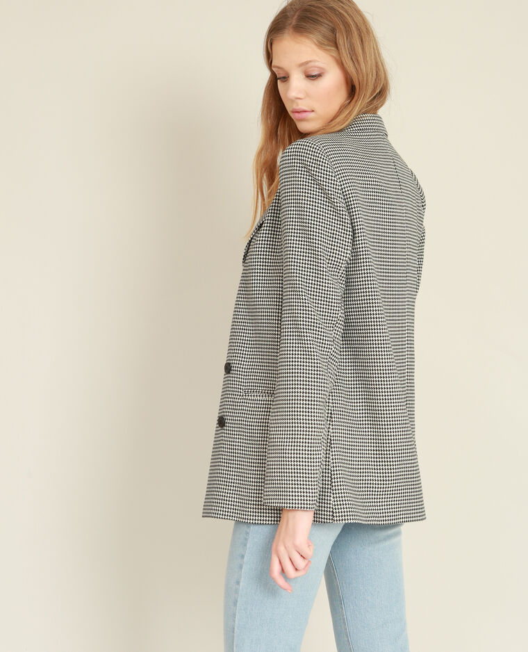Blazer imprimé pied de poule noir - Pimkie